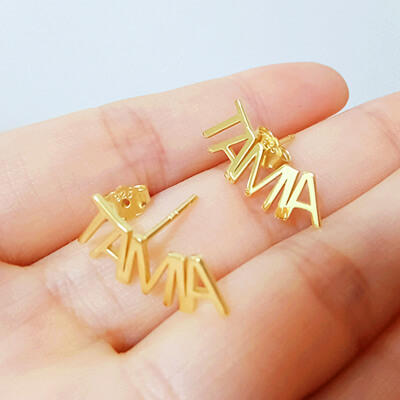 custom name studs earrings suppliers personalized word earrings vendor gold earrings manufacturers 
